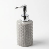 Set 2 accesorios de baño Dispensador de jabón y Vaso Cerámica Trenzada Gris