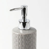 Set 2 accesorios de baño Dispensador de jabón y Vaso Cerámica Trenzada Gris