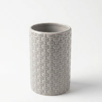 Set 2 accesorios de baño Dispensador de jabón y Vaso Cerámica Trenzada Gris