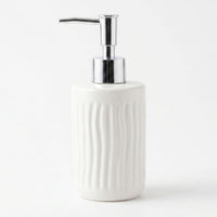 Set 2 accesorios de baño Dispensador de jabón y Vaso Cerámica Ondulada Blanco