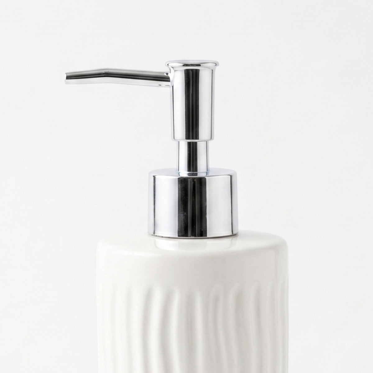 Set 2 accesorios de baño Dispensador de jabón y Vaso Cerámica Ondulada Blanco