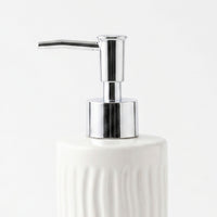 Set 2 accesorios de baño Dispensador de jabón y Vaso Cerámica Ondulada Blanco