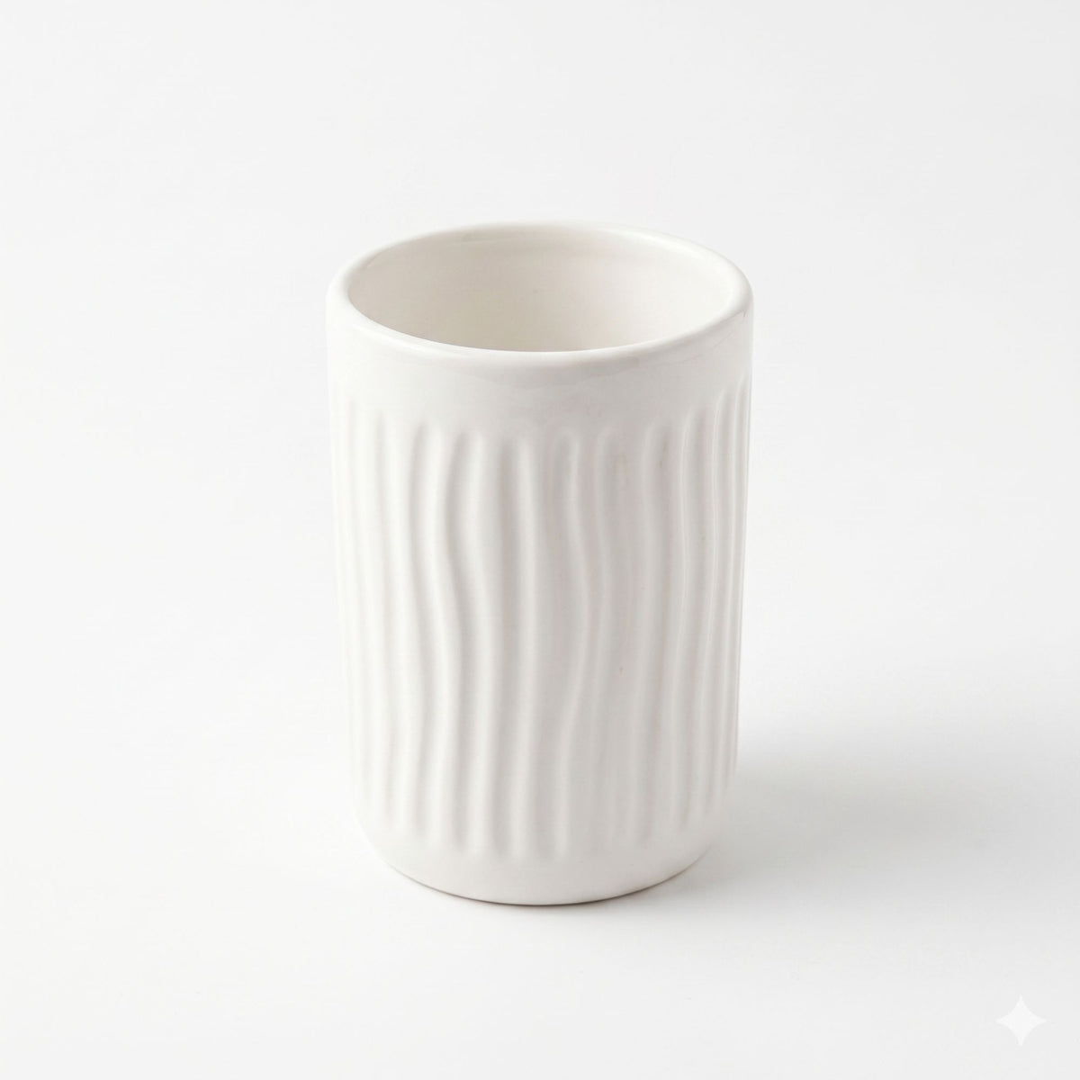 Set 2 accesorios de baño Dispensador de jabón y Vaso Cerámica Ondulada Blanco