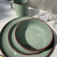 Juego de loza 16 piezas Vajilla Cerámica Borde Coffee