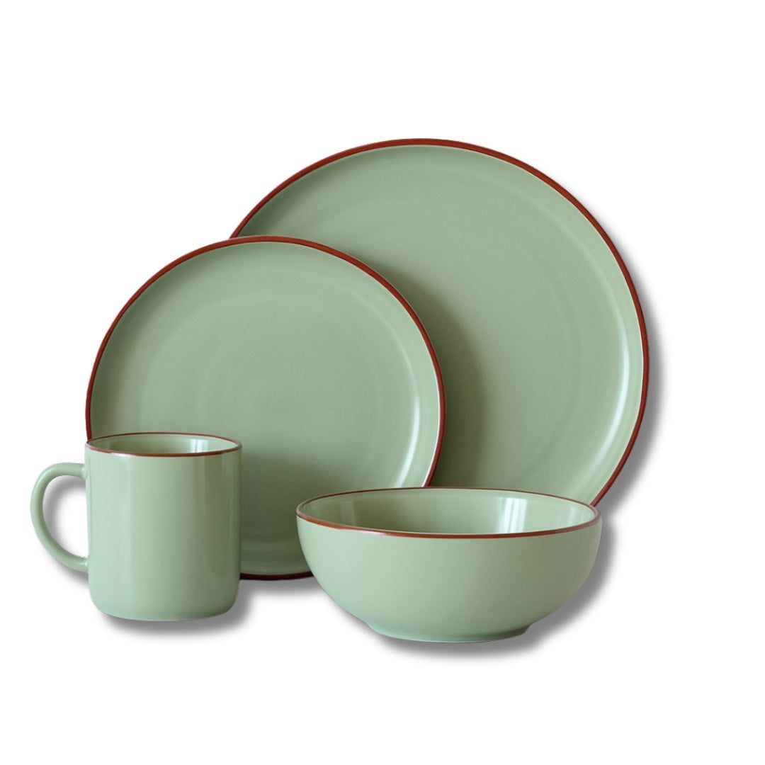 Juego de loza 16 piezas Vajilla Cerámica Borde Coffee