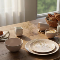 Juego de loza 16 piezas Vajilla Cerámica July Crema Pink