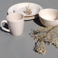 Juego de loza 16 piezas Vajilla Cerámica July Crema Pink