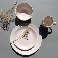 Juego de loza 16 piezas Vajilla Cerámica July Crema Pink