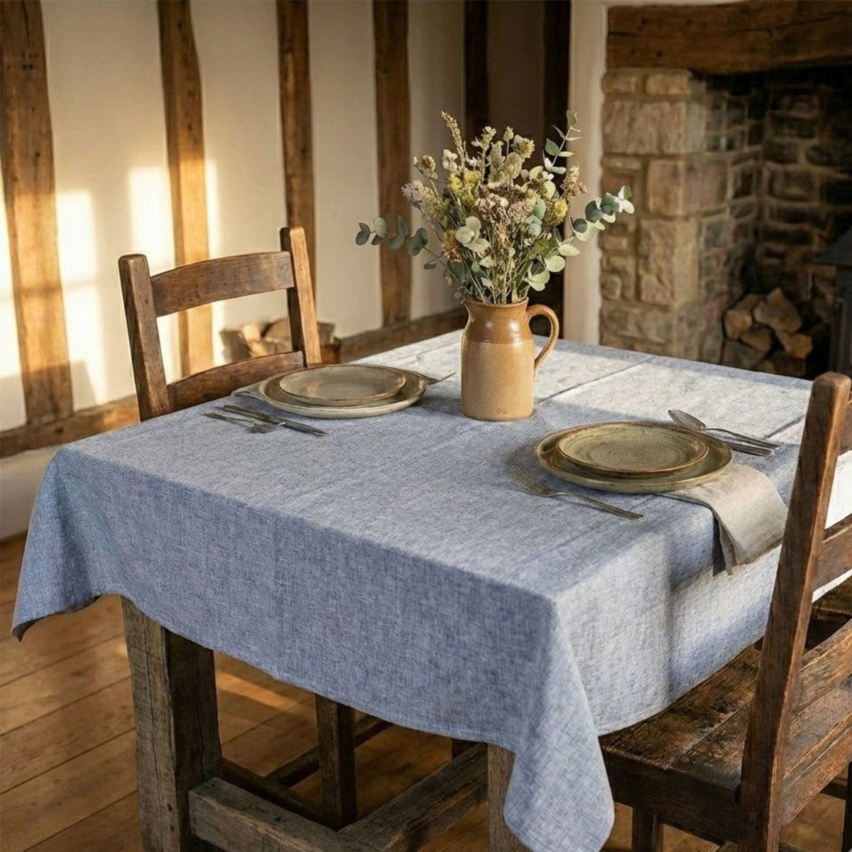 Mantel de Algodón Edgar Azul - Decoexpress