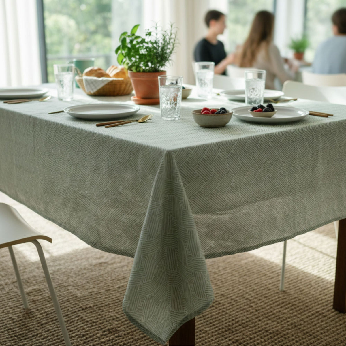 Mantel Antimanchas Tide Verde 180X280 cm - Decoexpress