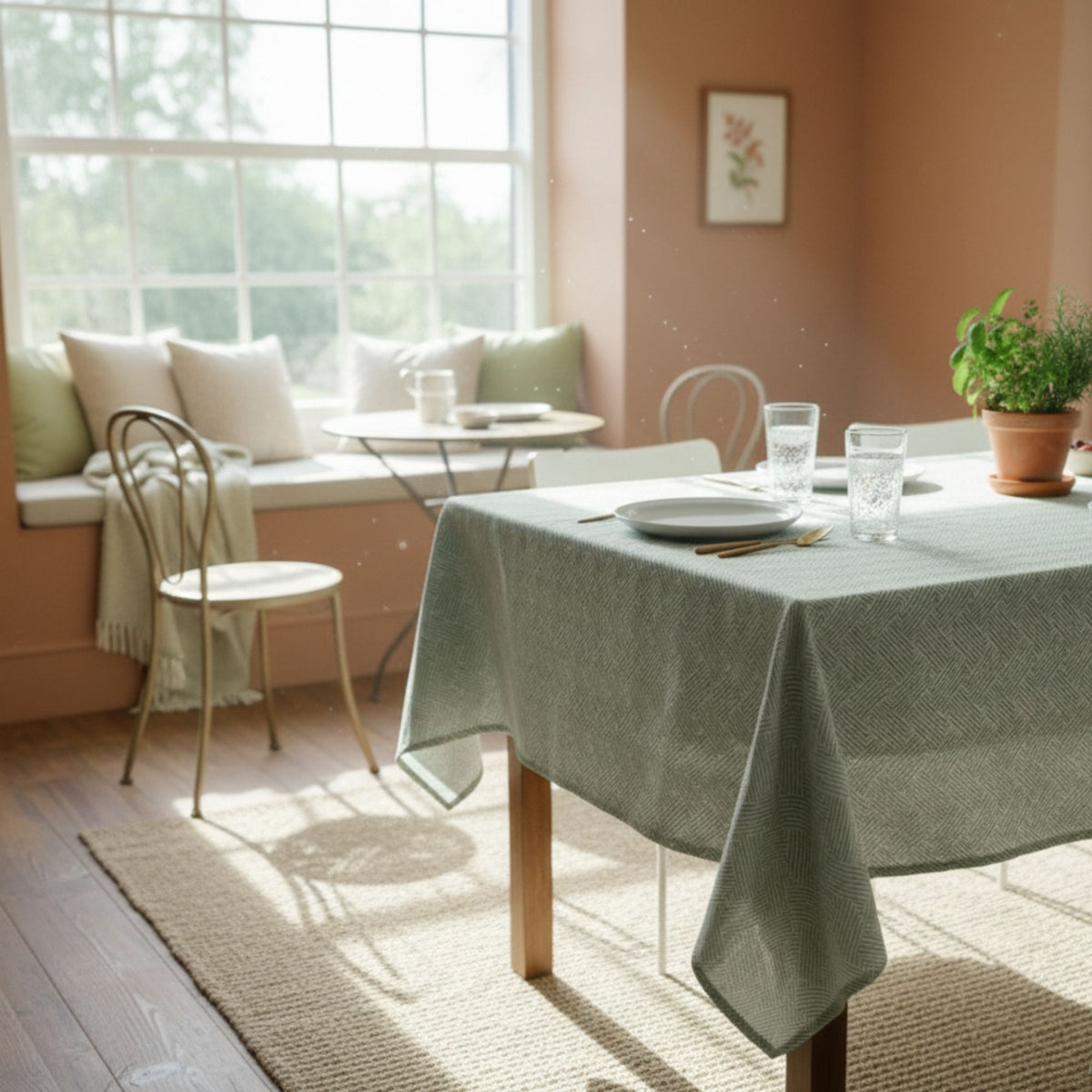 Mantel Antimanchas Tide Verde 180X280 cm - Decoexpress