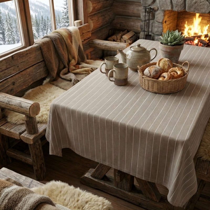 Mantel Mundaka Rayas Taupe - Decoexpress