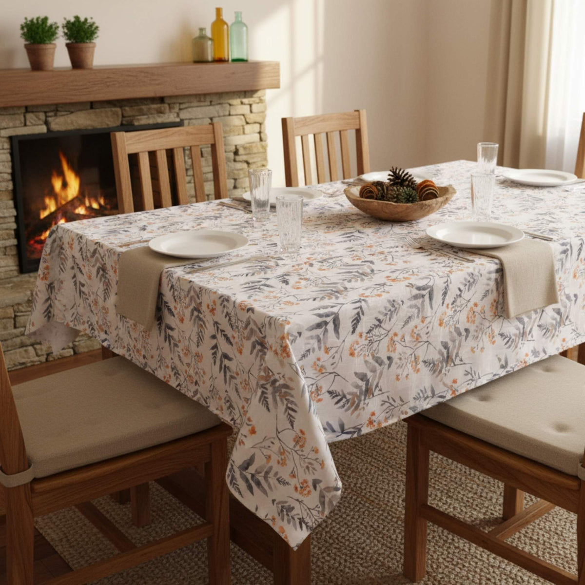 Set 2 Manteles Antimanchas Floral y Natural - Decoexpress