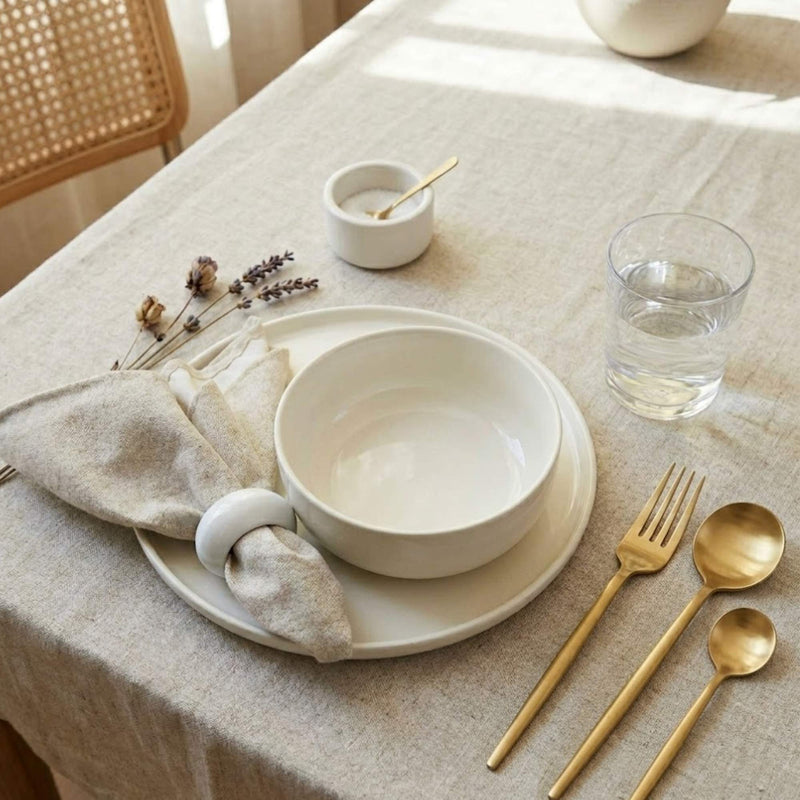 Mantel de Algodón Max Liso Beige