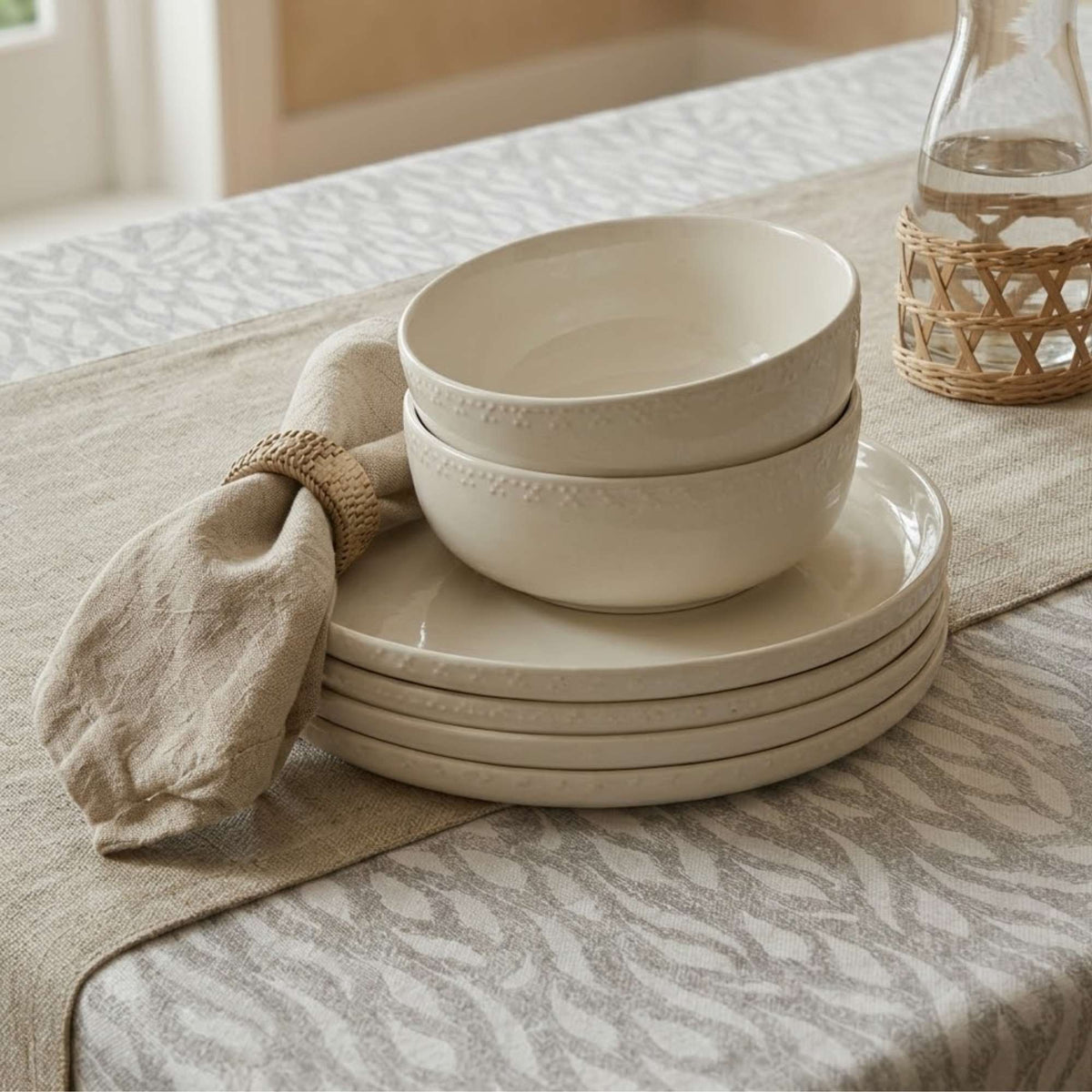 Mantel de Algodón Wave Gris