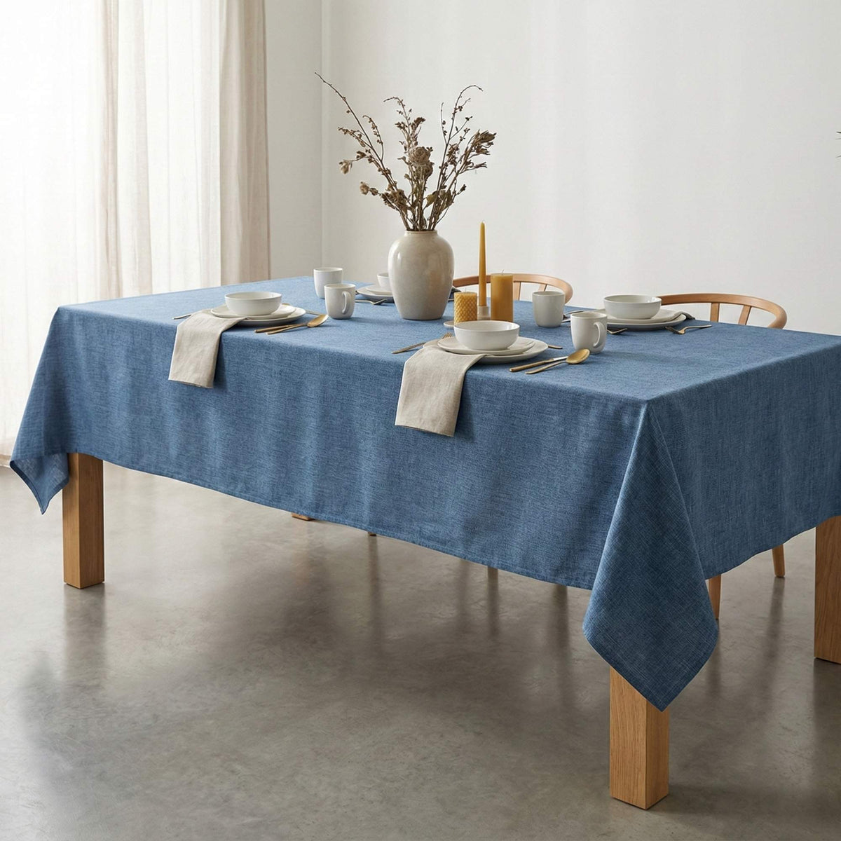 Mantel de Algodón Max Liso Azul - Decoexpress