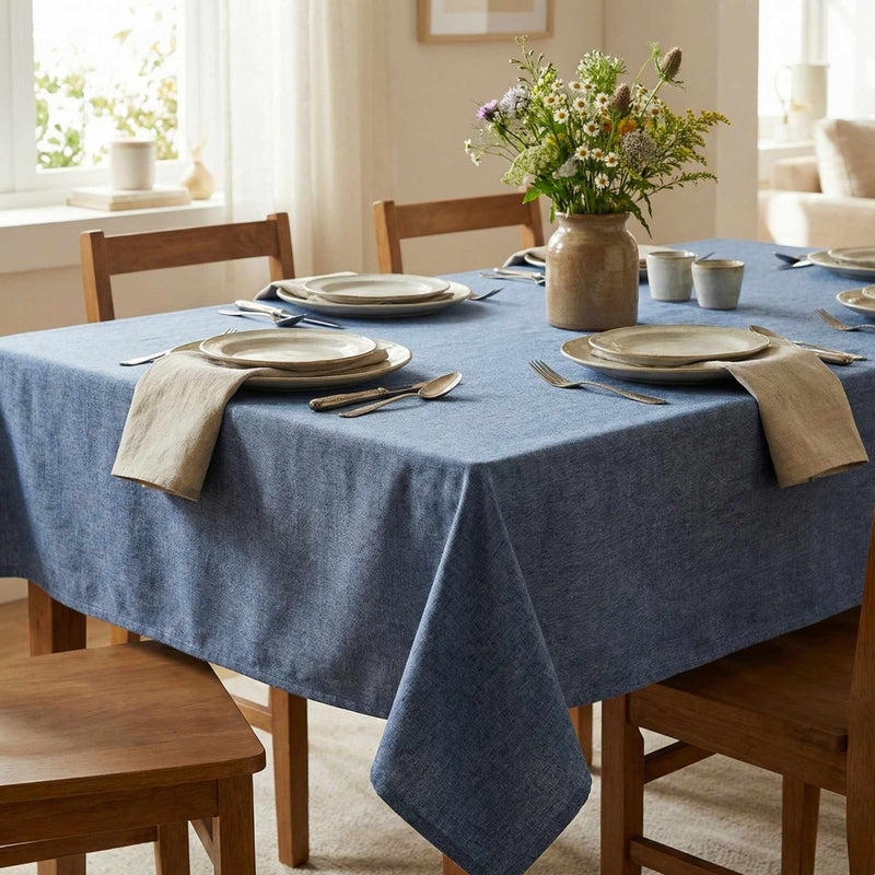 Mantel de Algodón Max Liso Azul - Decoexpress