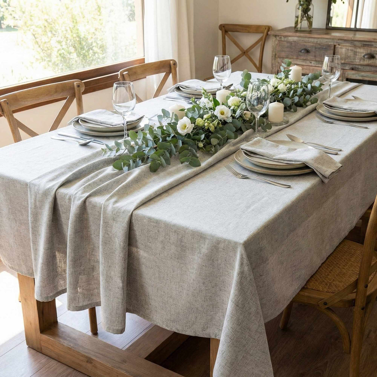 Mantel de Algodón Max Liso Gris - Decoexpress