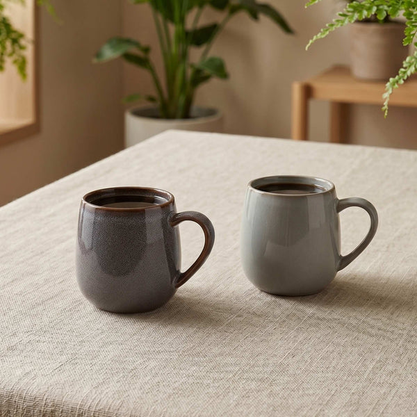 Set 6 Tazas Mug Cerámica Colmar 320 ml — Blanco Moteado Surtido 2 Modelos