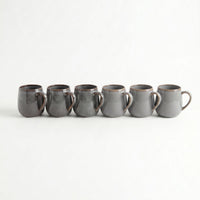 Set 6 Tazas Mug Cerámica Colmar 320 ml — Blanco Moteado Surtido 2 Modelos