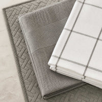 Kit Cocina Absorbente 4 Piezas: 2 Mat Secaplatos + 2 Paños Algodón — Gris / Cuadros Gris