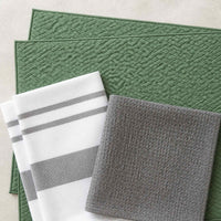 Kit Cocina Absorbente 4 Piezas: 2 Mat Secaplatos + 2 Paños Algodón — Verde Olivo / Gris