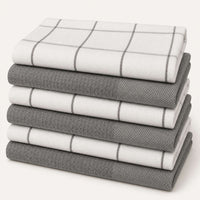 Set 6 Paños de Cocina 100% algodón 50x70 cm - Cuadros Gris 200GR