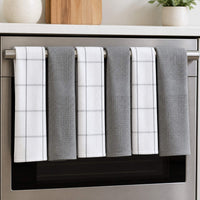 Set 6 Paños de Cocina 100% algodón 50x70 cm - Cuadros Gris 200GR