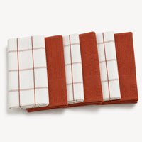 Set 6 Paños de Cocina 100% algodón 50x70 cm - Cuadros Terracota 200GR