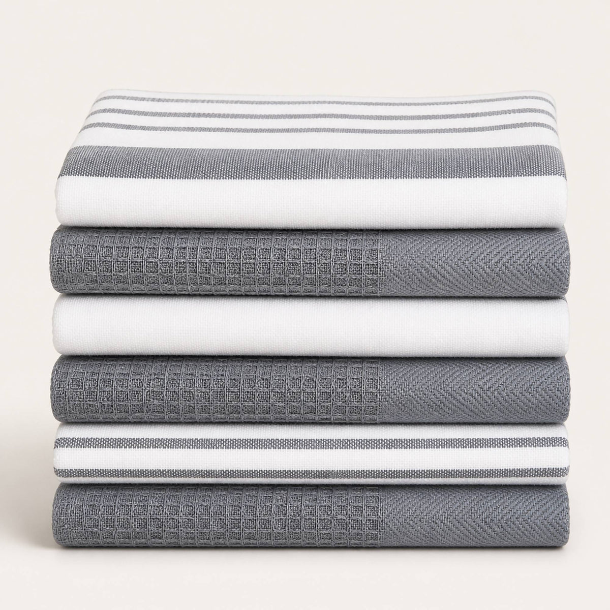 Set 6 Paños de Cocina 100% algodón 50x70 cm - Gris 200GR