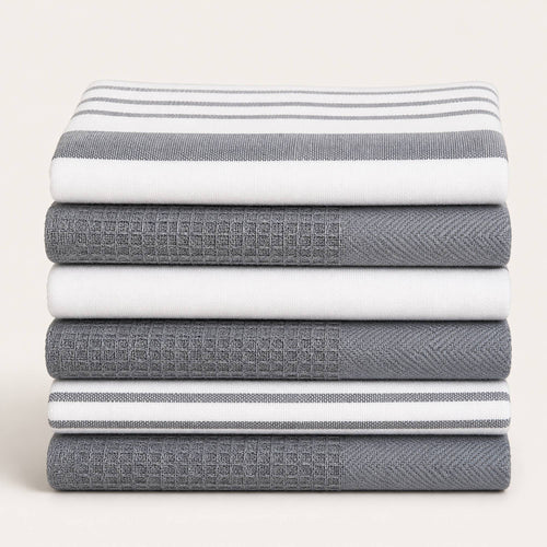 Set 6 Paños de Cocina 100% algodón 50x70 cm - Gris 200GR