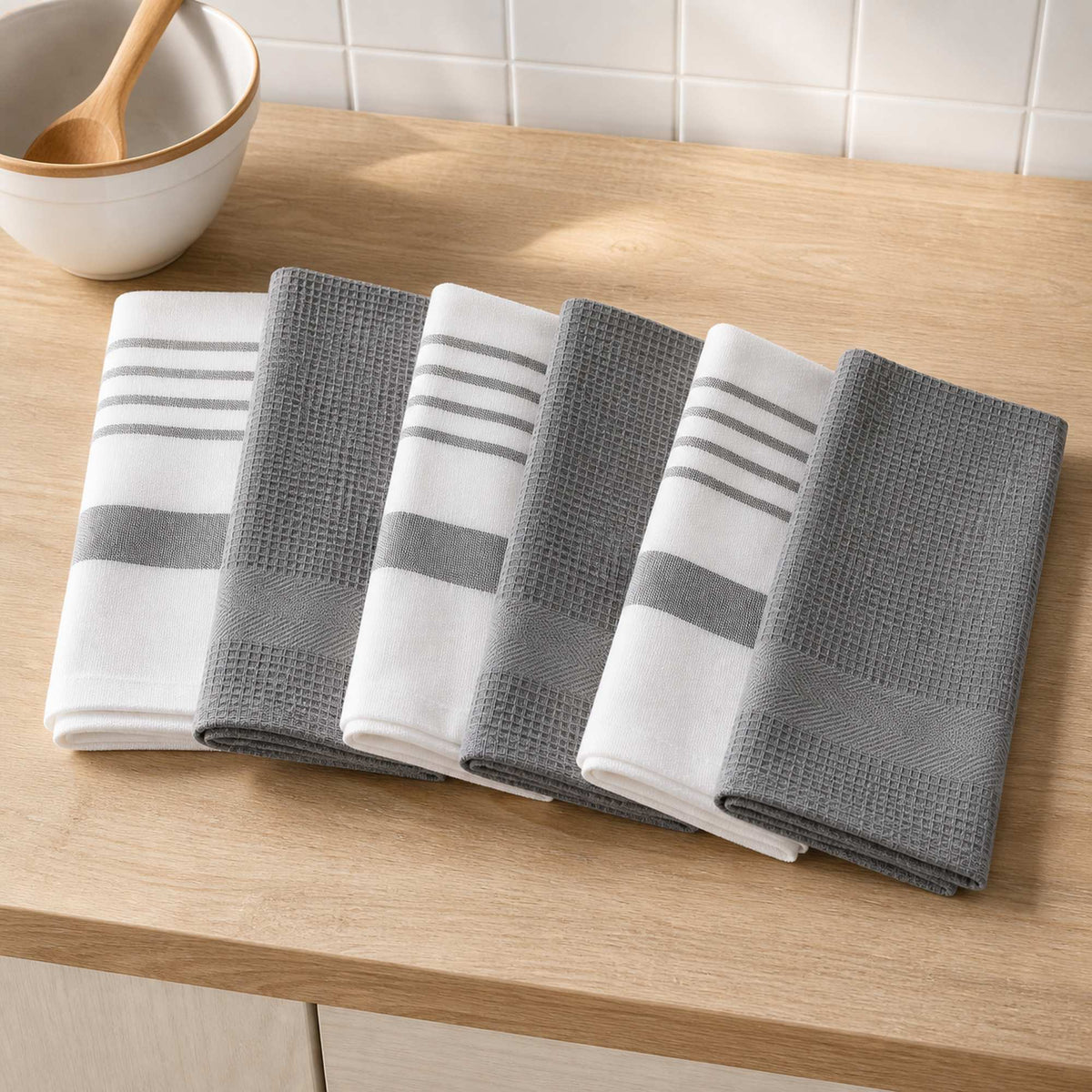 Set 6 Paños de Cocina 100% algodón 50x70 cm - Gris 200GR