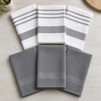 Set 6 Paños de Cocina 100% algodón 50x70 cm - Gris 200GR