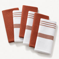 Set 6 Paños de Cocina 100% algodón 50x70 cm - Líneas Terracota 200GR