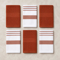 Set 6 Paños de Cocina 100% algodón 50x70 cm - Líneas Terracota 200GR