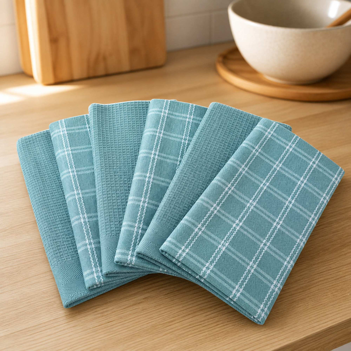 Set 6 Paños de Cocina 100% algodón 50x70 cm - Turquesa 200GR