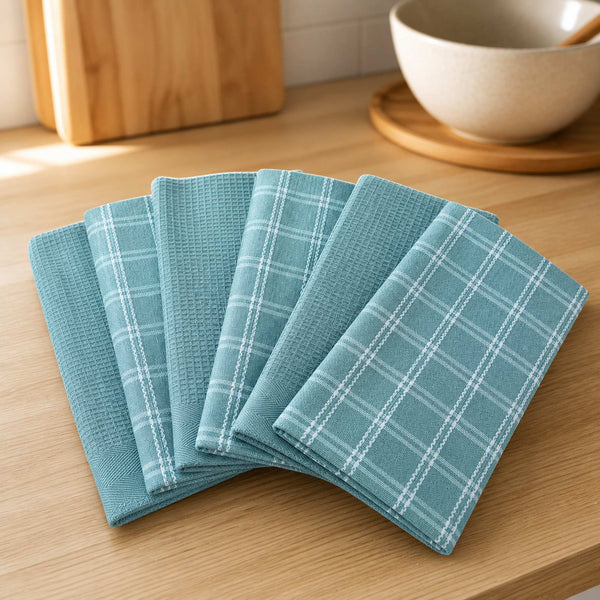 Set 6 Paños de Cocina 100% algodón 50x70 cm - Turquesa 200GR