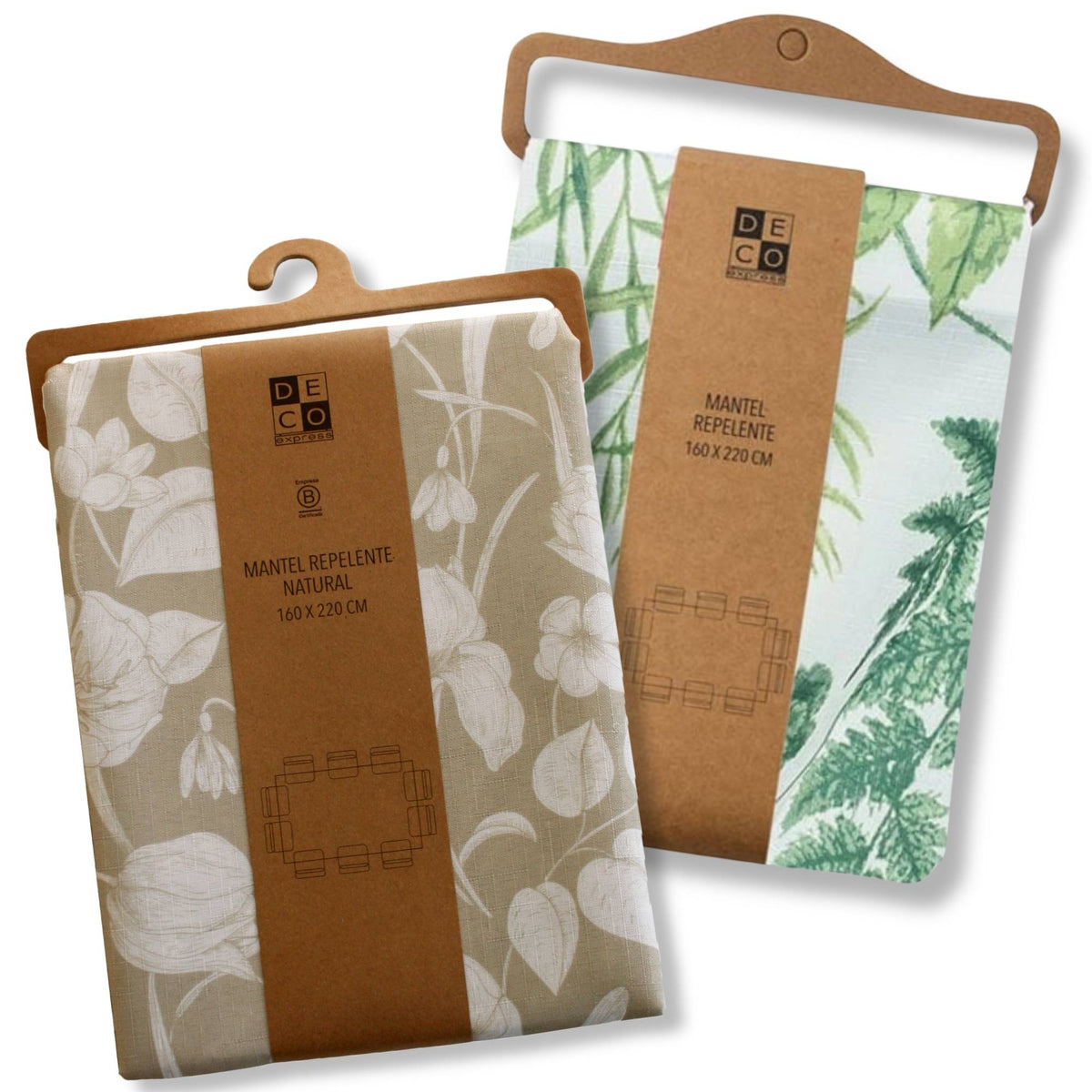Set 2 Manteles Antimanchas Natural y Botanico 130x180 cm