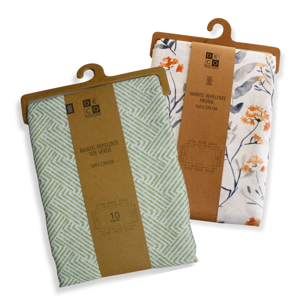 Set 2 Manteles Antimanchas Tide Verde y Floral