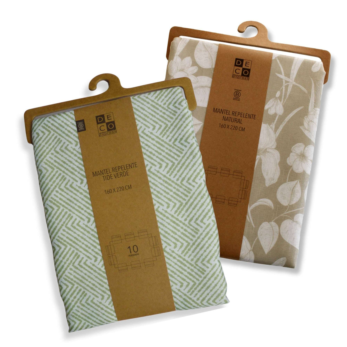 Set 2 Manteles Antimanchas Tide Verde y Natural