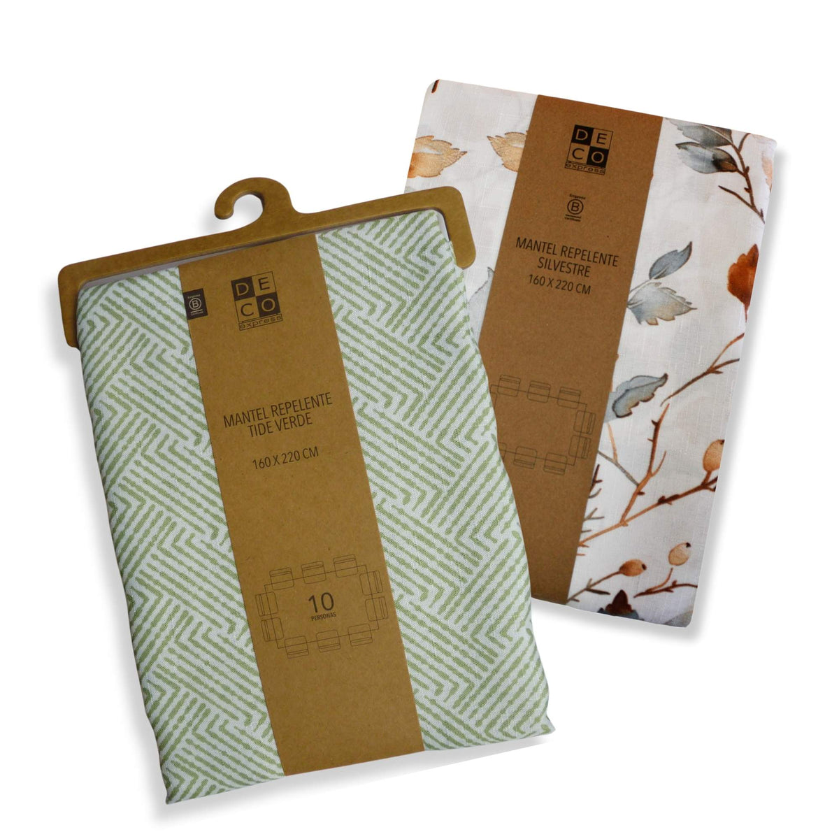 Set 2 Manteles Antimanchas Tide Verde y Silvestre