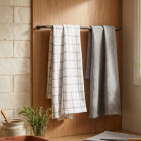 Set 2 Paños de Cocina 100% algodón 50x70 cm - Cuadrados Gris 200GR