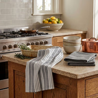 Kit Cocina Absorbente 4 Piezas: 2 Tapete Secaplatos + 2 Paños Algodón — Gris