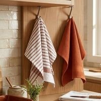 Set 2 Paños de Cocina 100% algodón 50x70 cm - Lineas Terracota 200GR