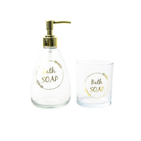 Set 2 Piezas Dispensador y Vaso Bath Soap Gold