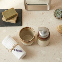 Set 2 accesorios de baño Dispensador de jabón y Vaso Cerámica Minimal