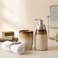 Set 2 accesorios de baño Dispensador de jabón y Vaso Cerámica Minimal