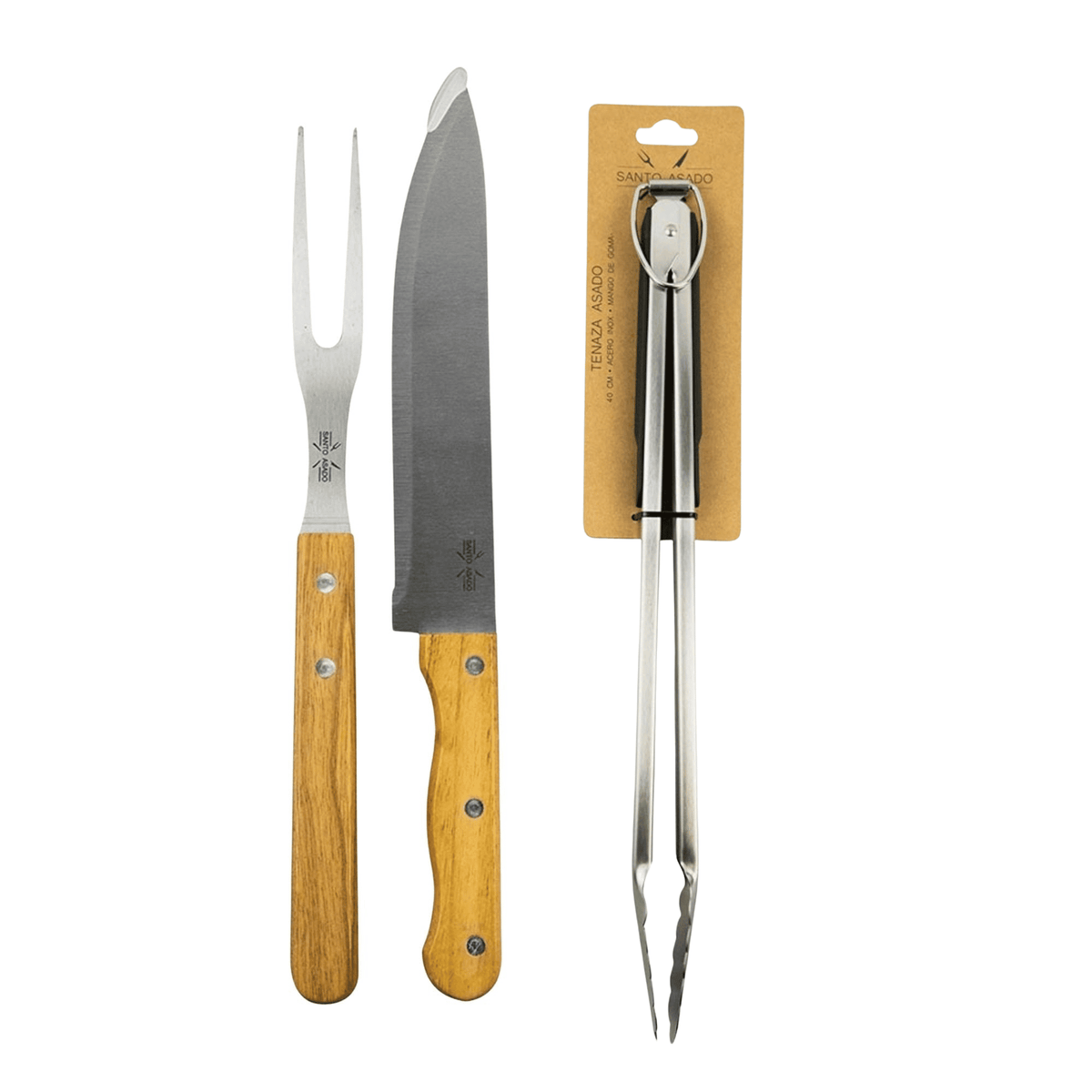 Set 3 Pzs Cuchillo, Tenedor y Tenaza Asado Lyn - Decoexpress