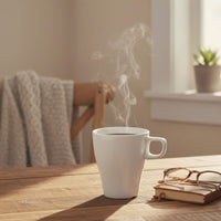 Set 4 Tazas Cerámica Blanca - Loza granel