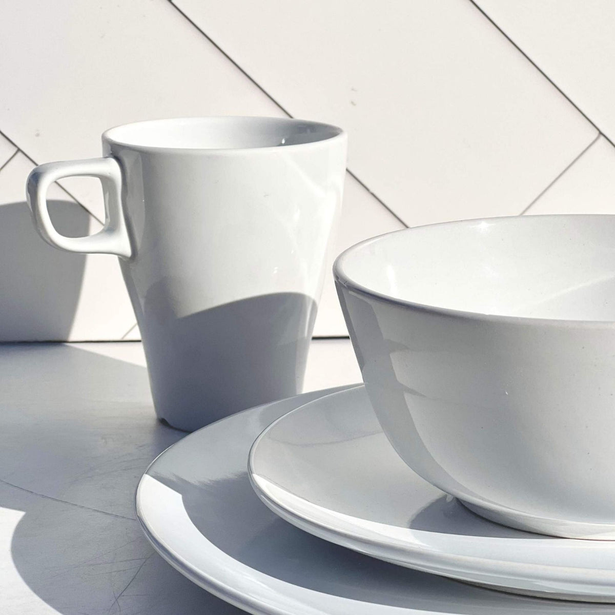 Set 4 Tazas Cerámica Blanca - Loza granel